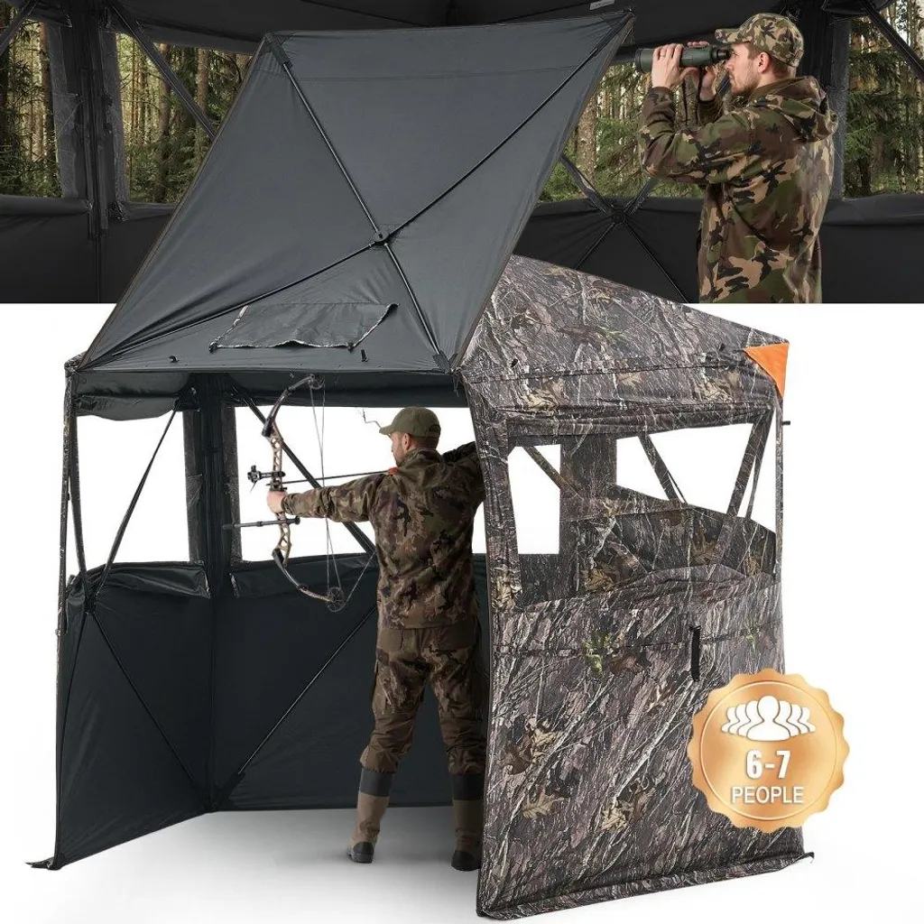 Abri de chasse anti-bruit et anti-humidité pour 6 personnes en forêt