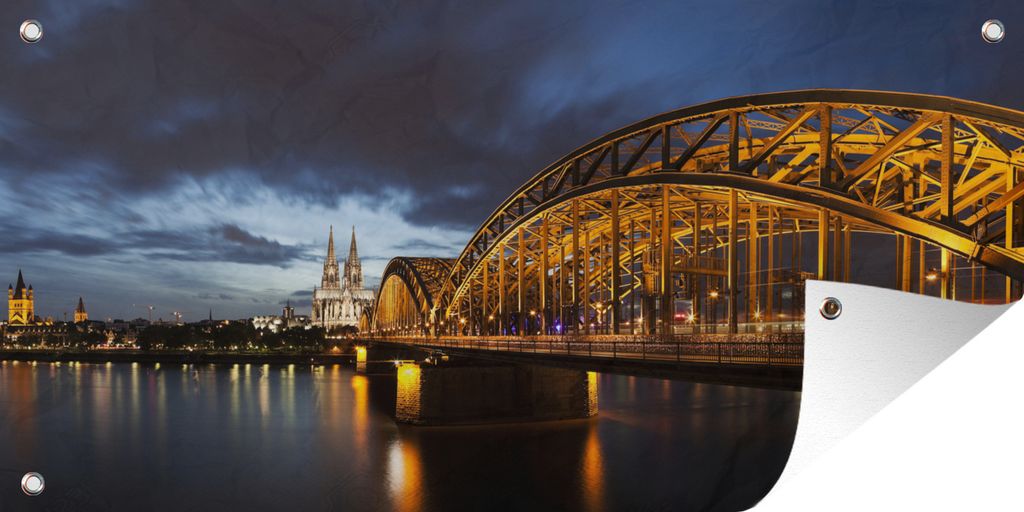 MuchoWow 80x40 cm Outdoor-Poster Gartendeko Sichtschutz Garten Poster für den Garten Köln - Skyline - Deutschland