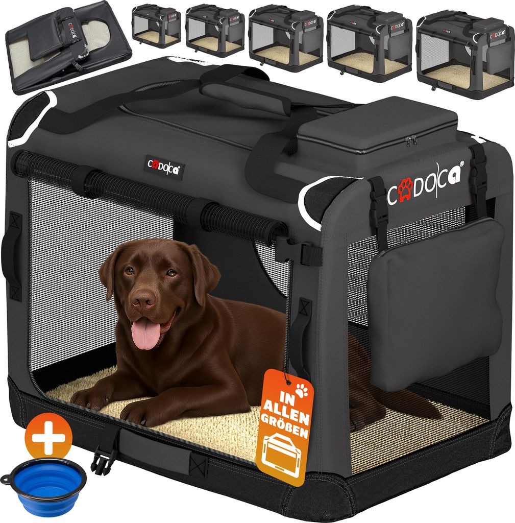 CADOCA® Cage de transport XXL Anthracite pour animaux chien Image du produit 