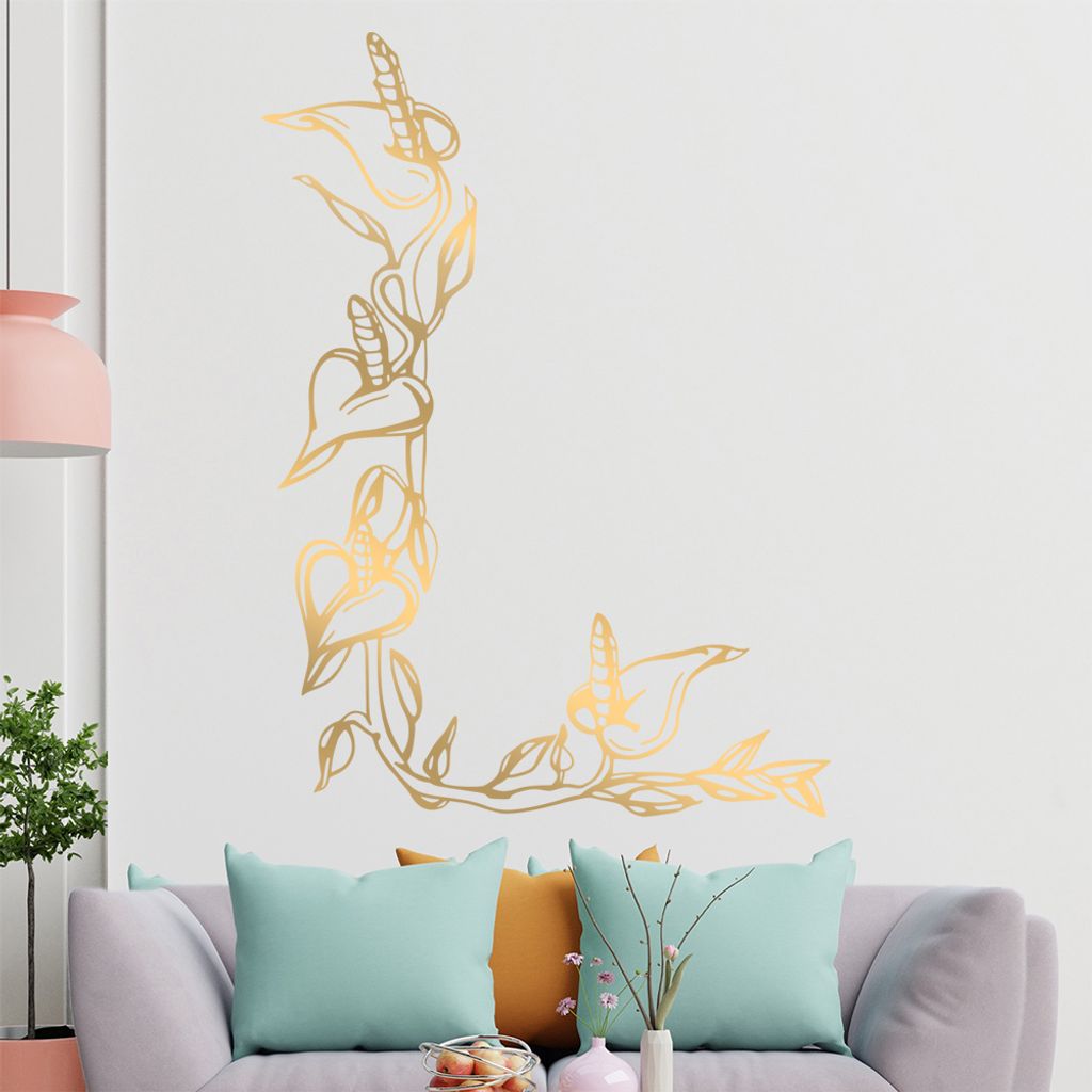 Blumen - Ranken Wandtattoo in 6 Größen - Wandaufkleber Wall Sticker - Dekoration, Küche, Wohnzimmer, Schlafzimmer, Badezimmer