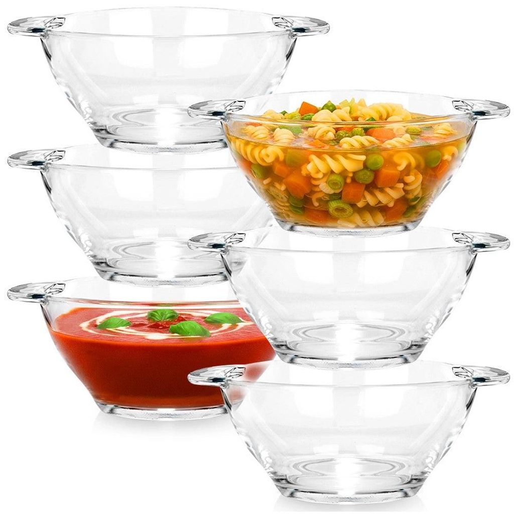 Suppenschüssel-Set aus Glas, 420 ml, 6-teilig, spülmaschinenfest