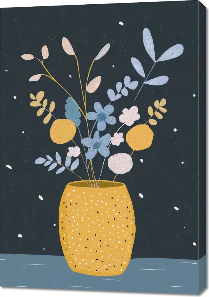 Idee Regalo Quadro 70x100 Vaso Fiori Bambini - Tela Arredo Bimbi