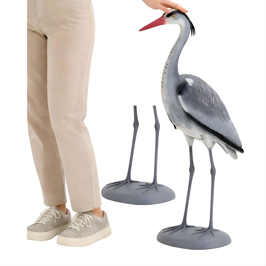 Graureiher Gartenfigur 65cm – Realistischer Reiher, Vogelschreck & Gartendeko