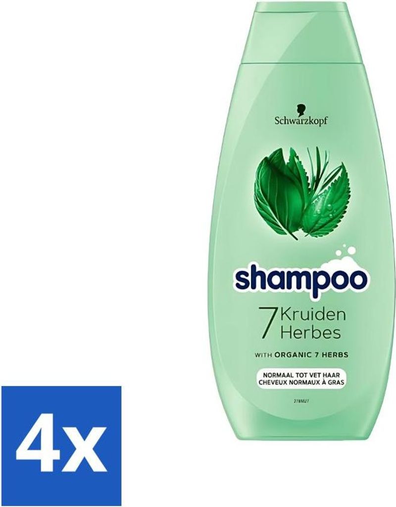 Schwarzkopf - Shampoo - 7 Kräuter - Normales bis fettiges Haar - 400 ml - Vorteilspack - 4 Stücke