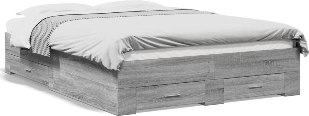 Maison Exclusive - Bettgestell mit Schubladen Grau Sonoma 140x190 cm Holzwerkstoff