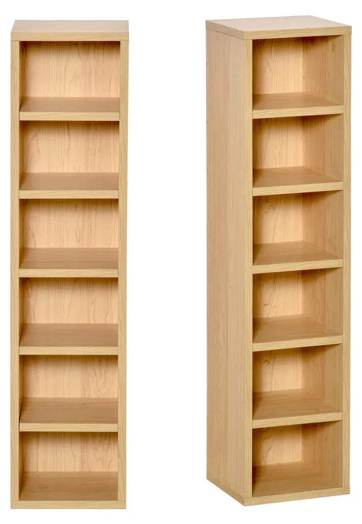 Rangement vertical pour CD et DVD hêtre - Bibliothèque gain de place lot 2