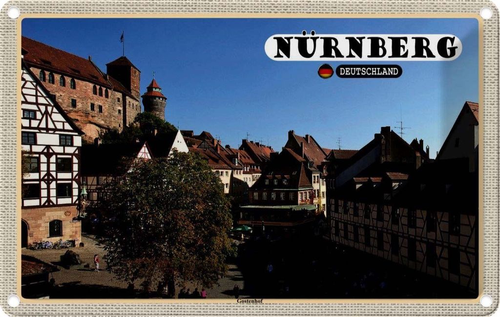 vianmo Blechschild 20x30 cm Nürnberg Gostenhof Altstadt Bildmotiv Reisemotiv Abenteuer Reisen Urlaub