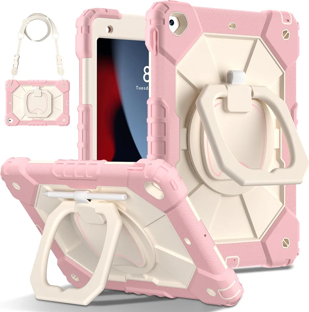 Protection iPad 10,2 anti-chute avec sangle rose pour éviter les casses