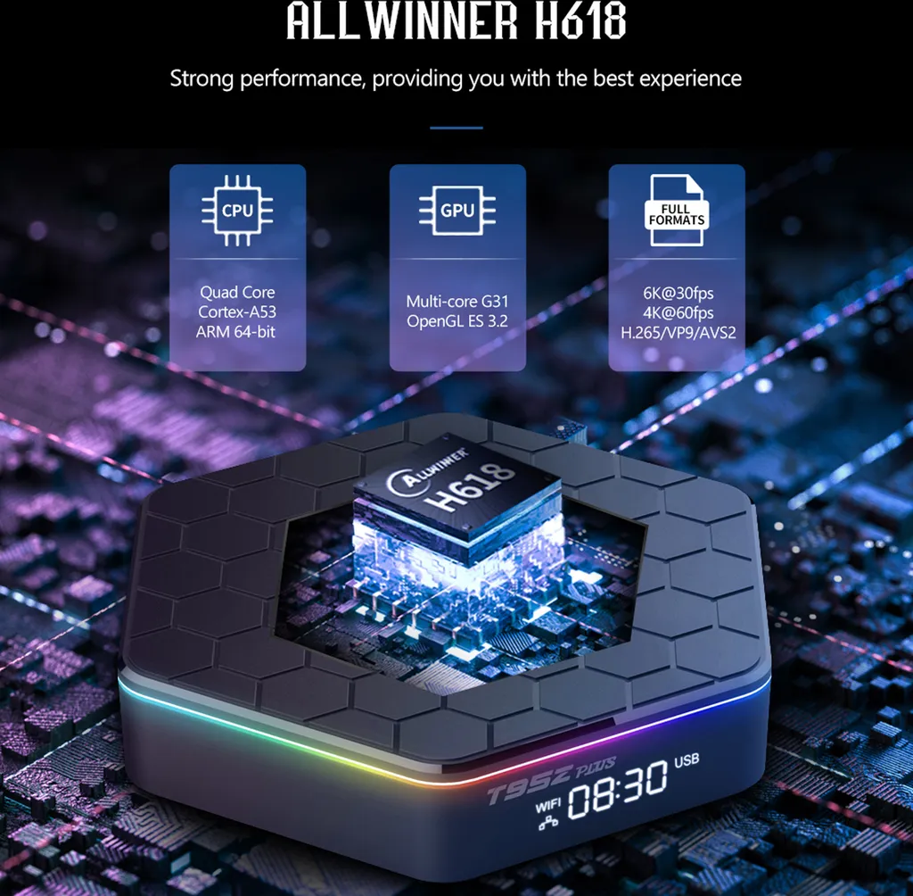 Box TV Android pour Streaming 4K Fluide T95Z Plus WiFi 5G 2Go+16Go