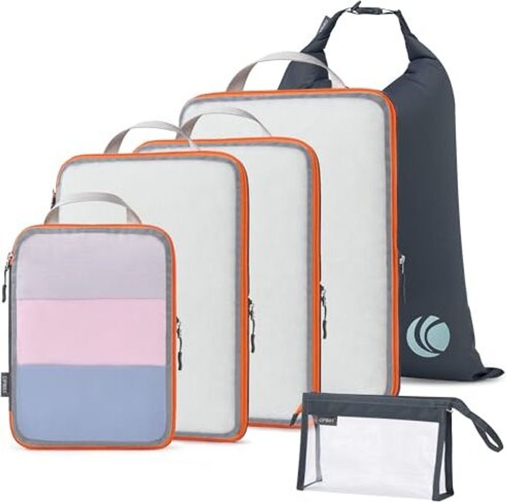 Komprimierungskoffer -Organizer Set -Rucksack, Maschenstoff, ultraleichte Verpackungswürfel, Organizer, Taschen, Wäschetaschen Reisen (grau, 6 St...