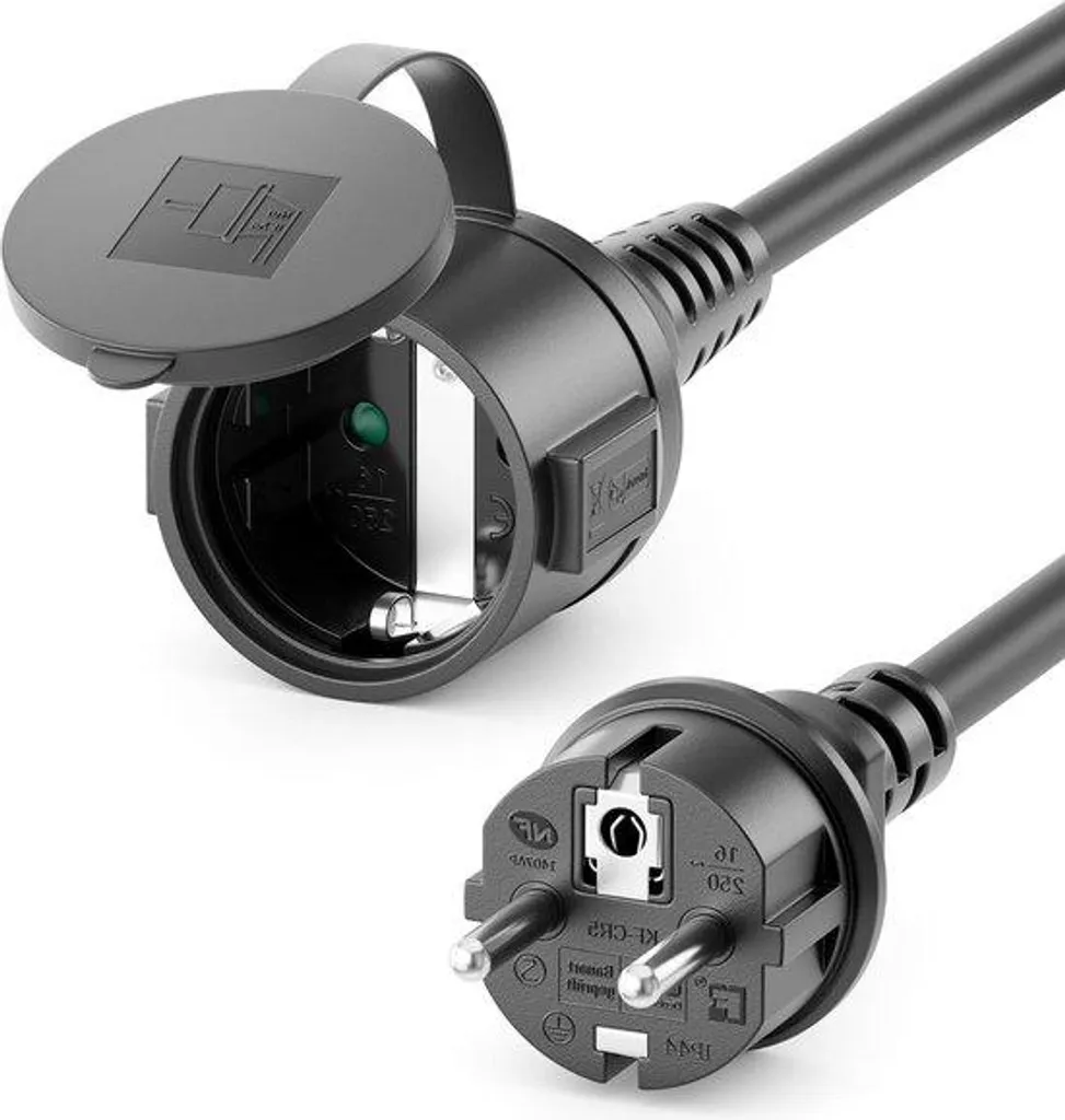 Rallonge pour jardin 20m câble extérieur IP44 noir haute résistance
