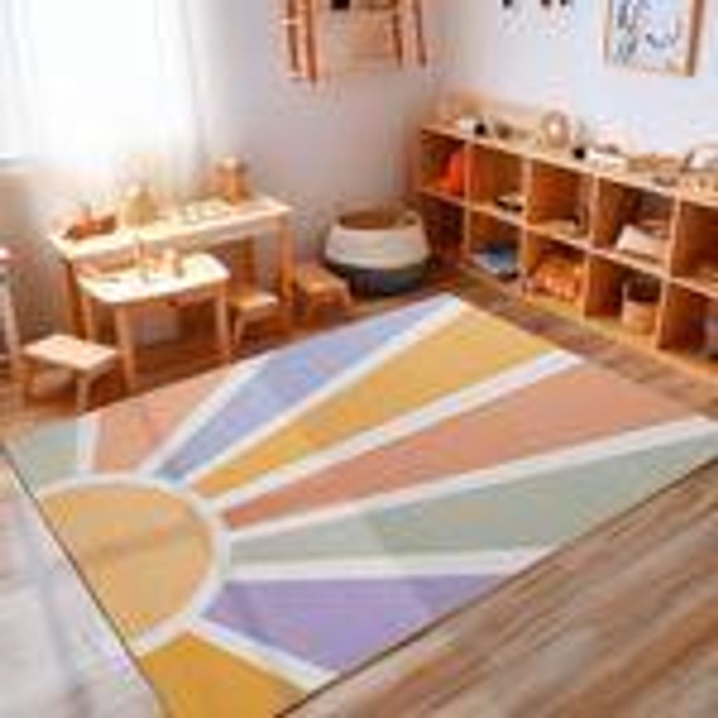 Teppich Kinderzimmer Flauschiger Kinderteppich und Weicher & Rutschfester Spielteppich für Mädchen & Jungen, Größe: 120 x 170 cm, Farbe: Multi-20
