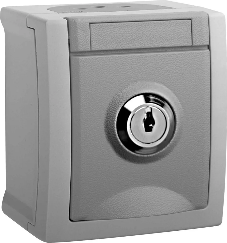 Prise pour garage et extérieur IP54 - Prise verrouillable n° 4 FR-AP grise
