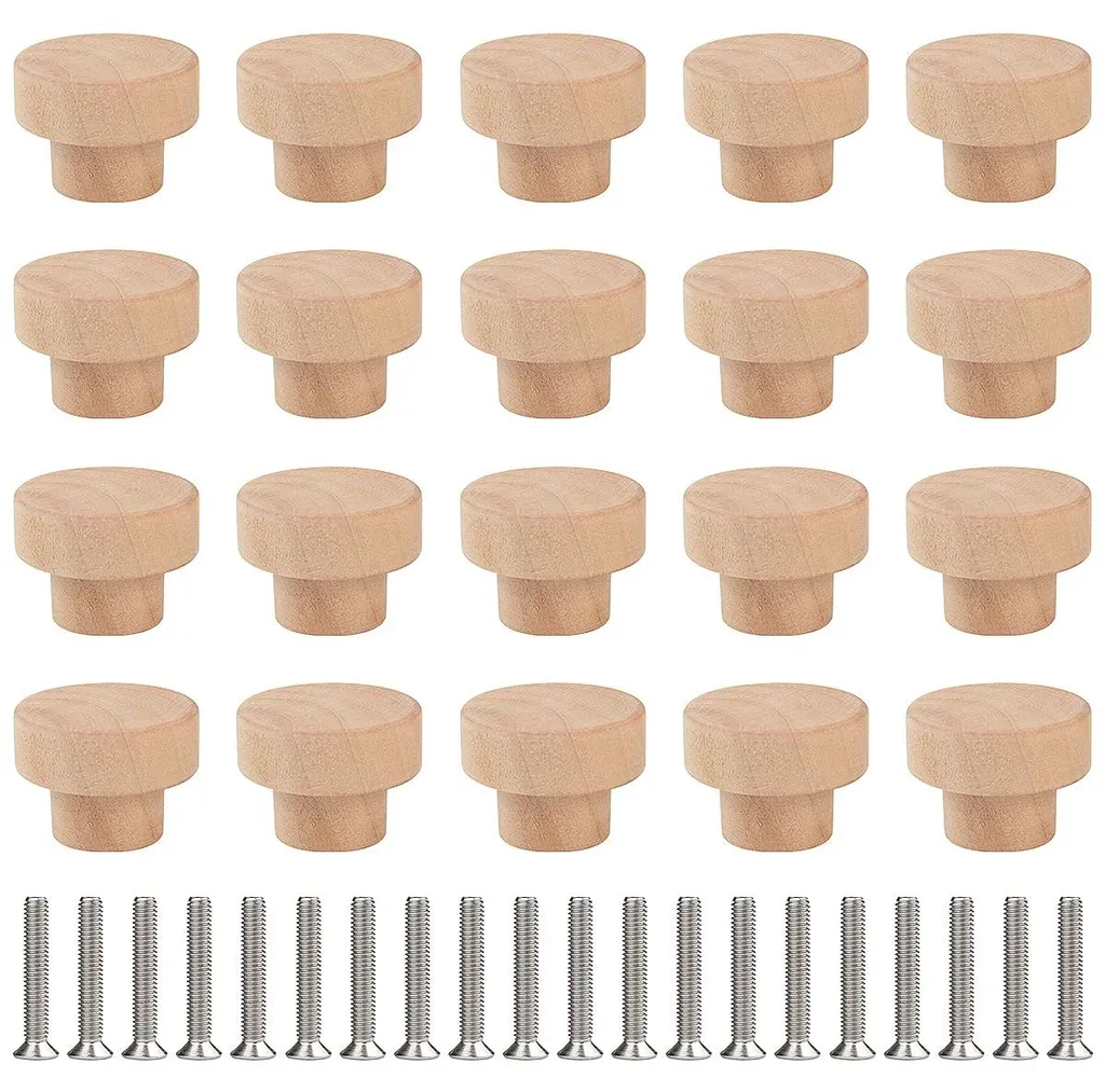 Boutons de Tiroir en Bois Brut de 35x25mm Prêt à Peindre pour Déco