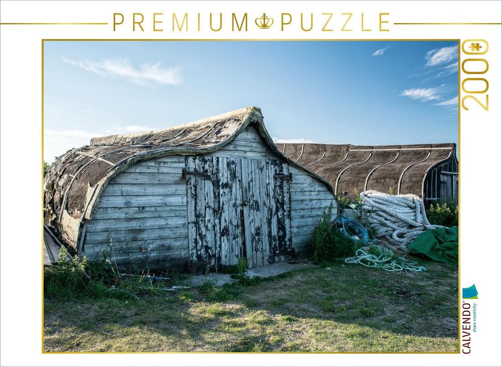 CALVENDO Puzzle Bootsschuppen auf Lindisfarne (Holy Isle) 2000 Teile Puzzle quer | 2000 Teile Lege-Größe 90x67cm Foto-Puzzle für glückliche Stu...