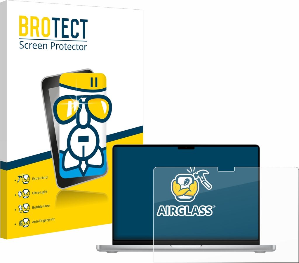 BROTECT Schutzglas für MacBook Pro 14" 2024 M4 / 2025 M5 Schutzfolie Panzer Folie Glas Display Schutz klar