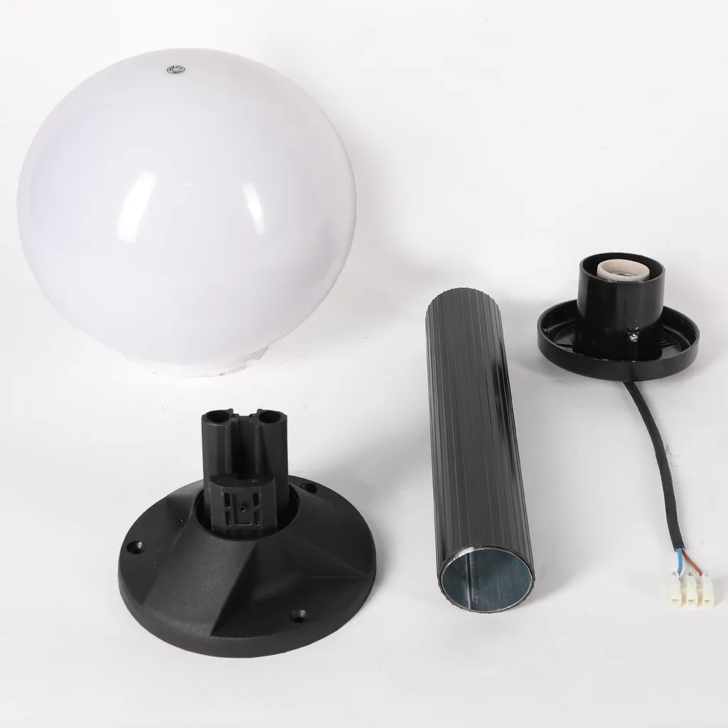 Lampadaire d'extérieur Boule opale 25cm sur pied de 145cm noir mat - 5