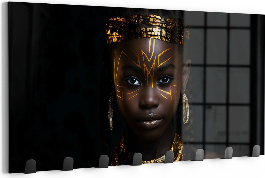 DEQORI Kleiderhaken Glas 60x30 cm 'Goldene Königin' Wand Garderobe beschreibbar Paneel