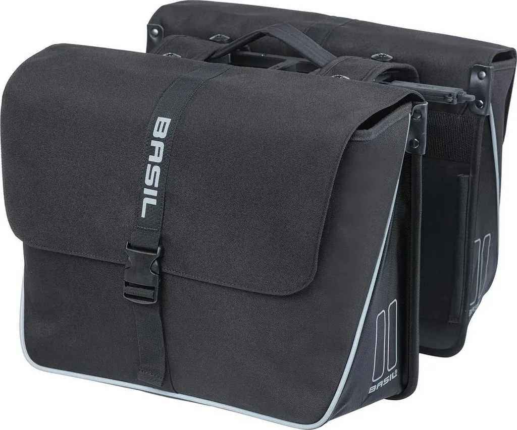 Sacoche double vélo Basil Forte MIK 2.0 noire idéale pour faire ses courses