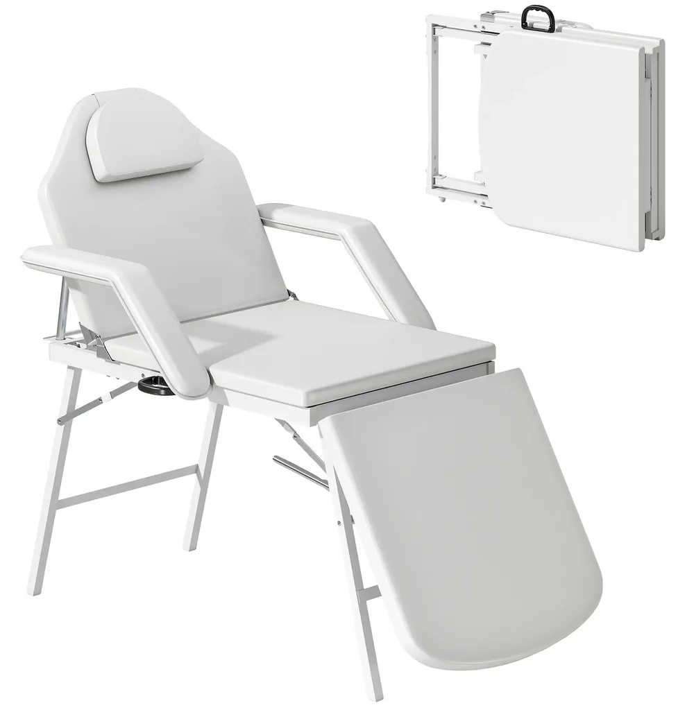 Table de massage dossier inclinable, modèle portable ergonomique BLANC