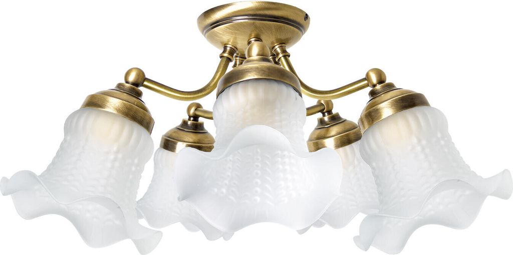 Deckenstrahler Glas Echt-Messing E14 verstellbar in Bronze hell glänzend Weiß Floral Spot Lampe Decke