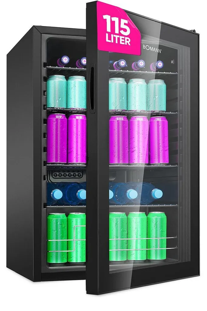 Bomann KSG 7290 Réfrigérateur à boissons noir 115L avec porte vitrée