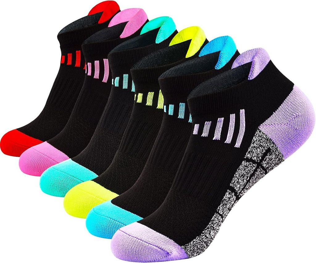 6 Paar Damen Sneaker Socken – kurze Sportsocken mit Komfortbund – Größe 36–41 – Farbmix, A0622