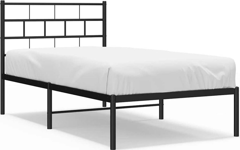 vidaXL Bettgestell mit Kopfteil Metall Schwarz 100x200 cm