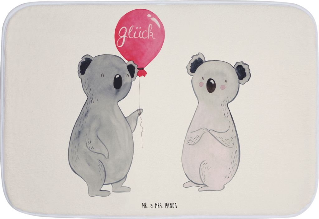 Mr. & Mrs. Panda Badematte Koala Luftballon - Weiß - Geschenk, Geburtstag, Badvorleger, Badezimmerteppich, Badteppich, Badezimmer Matte, Party, ba...