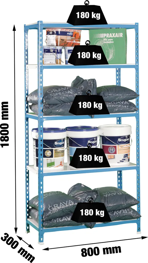 Étagère Simonclick Mini 5 plateaux : Montage facile sans vis et 300kg
