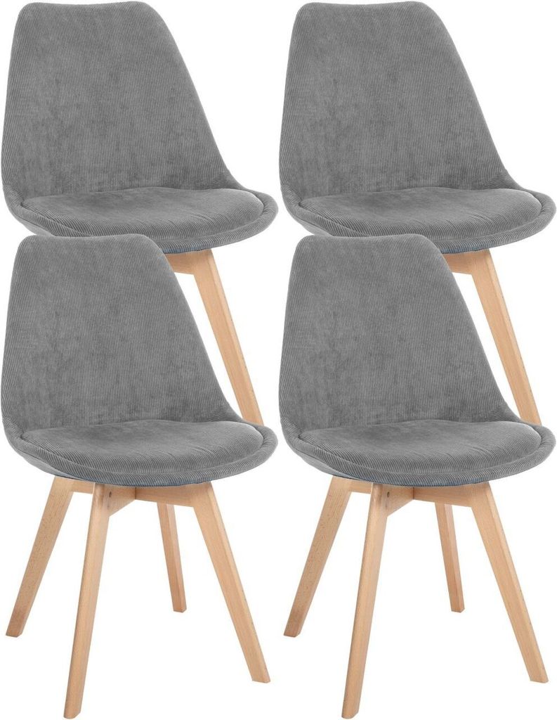 4er Set Stuhl Linares Cord grau