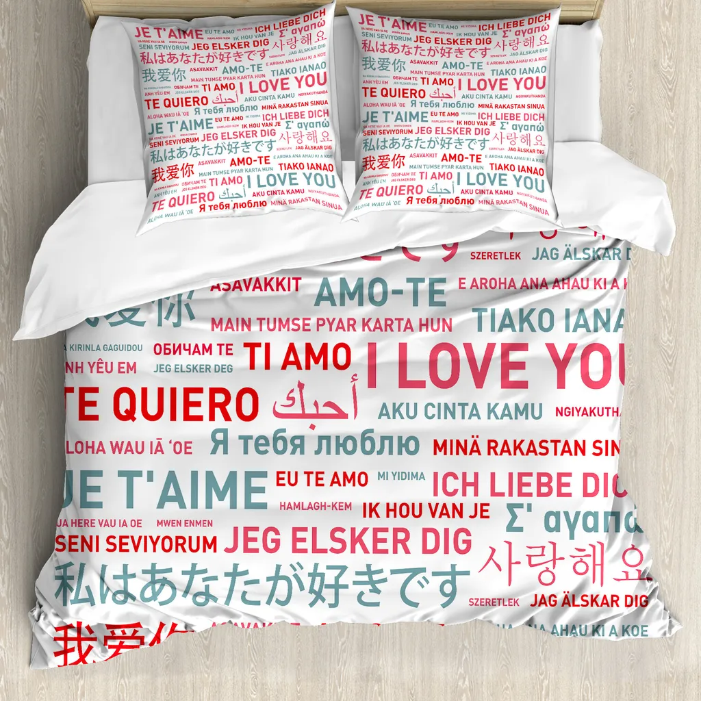 Copripiumino Singolo ABAKUHAUS Liebe 155x220 - Anti-Allergico