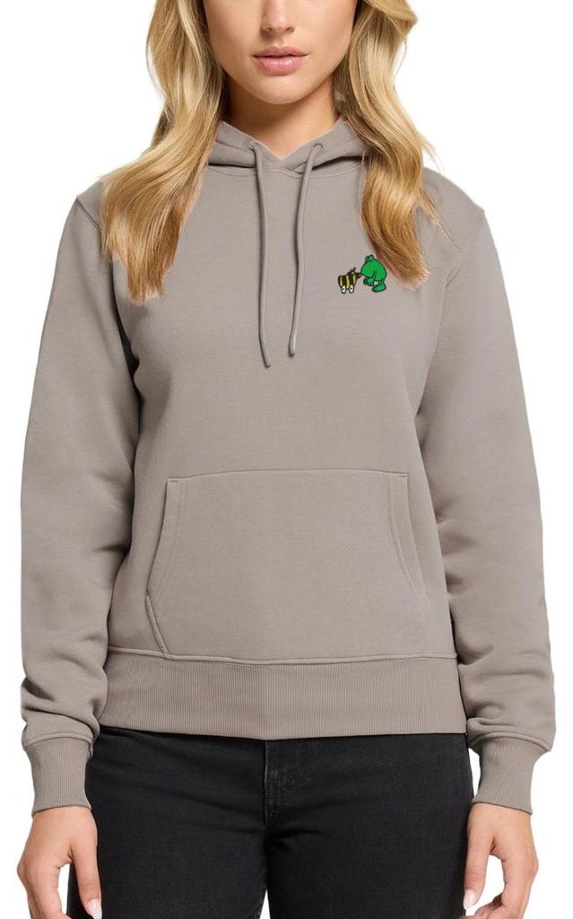 Spreadshirt Janosch Frosch & Tigerente Kuss Stick Damen Premium Hoodie, 3XL, Taupe