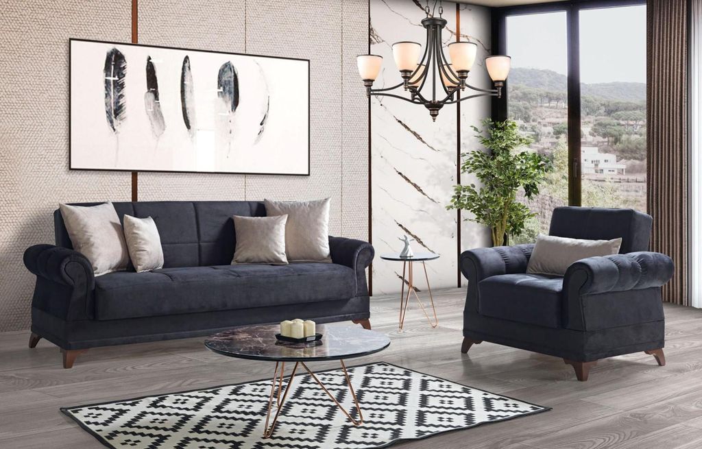 Sofagarnitur 3+1 Sitzer Textil Modern Komplett Sessel Sofa 3 Sitzer Luxus Relax