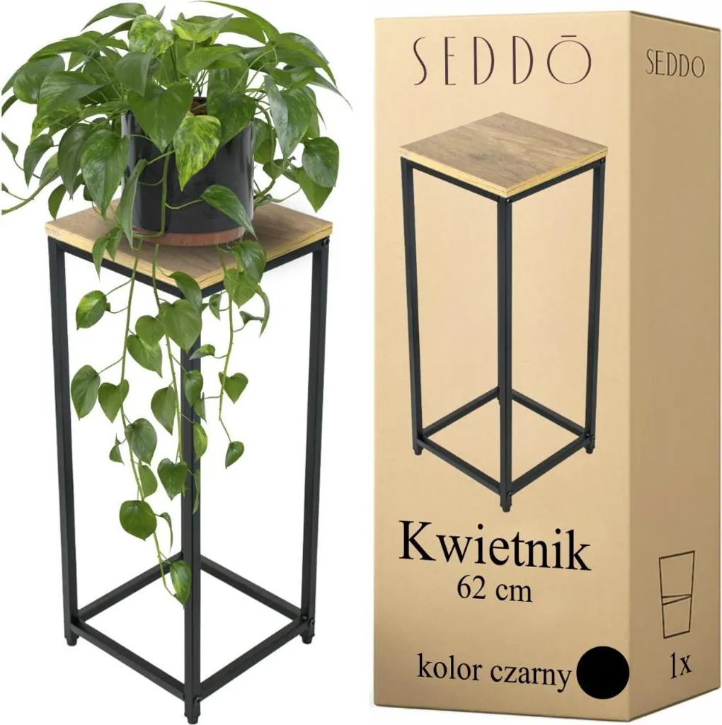 Support pour plantes intérieur et extérieur en métal robuste de 62 cm