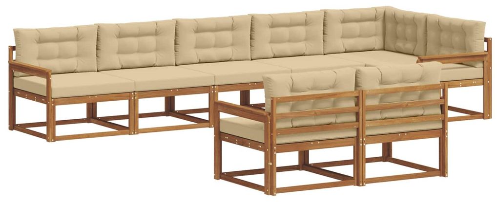 "Rabatt 2026"Outdoor-Sofa garnitur moderne - Balkonmöbel/Gartenlounge-Set - robust und langlebig - mit Kissen 8 pcs Natur und Beige - Gartensofas ...
