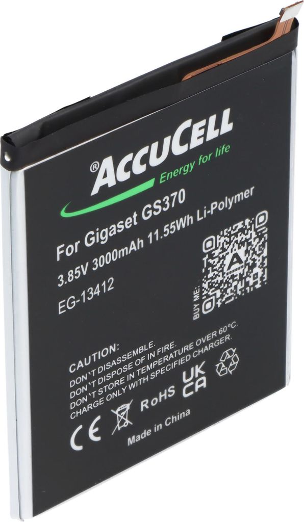 Akku passend für Gigaset GS370, Li-Polymer, 3,85V, 2850mAh, 11,0Wh