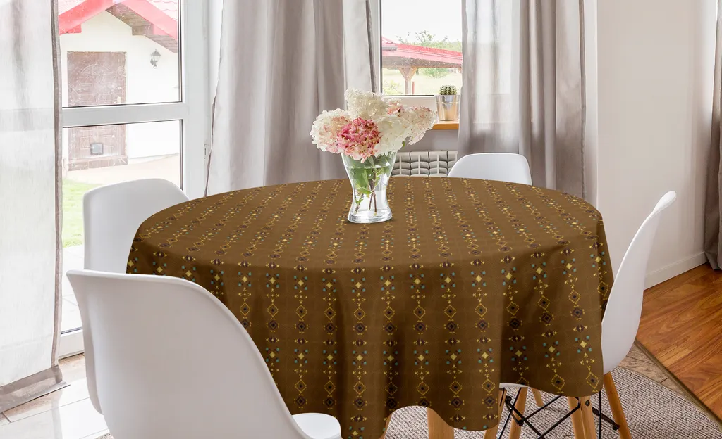 Tovaglia Esterna Rotonda 150cm Etnica - ABAKUHAUS Cioccolato