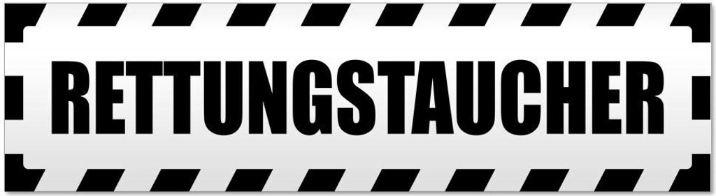 Kiwistar Rettungstaucher gestreift Magnetschild Schild magnetisch - 30cm Schwarz - Magnetfolie für Auto PKW Kfz