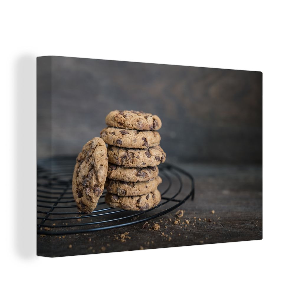 OneMillionCanvasses - Leinwandbilder - 140x90 cm, Schokoladenkekse auf Pfannenuntersetzern, Wandbilder Kunstdruck Wanddekoration