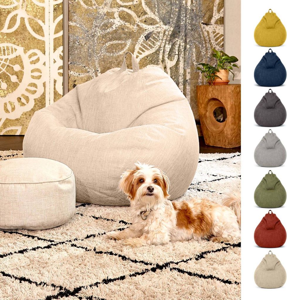 Green Bean Indoor XXL Sitzsack "Home Linen" mit 300 Liter EPS Perlen Füllung kuschelig, weich, waschbar - Sand Creme
