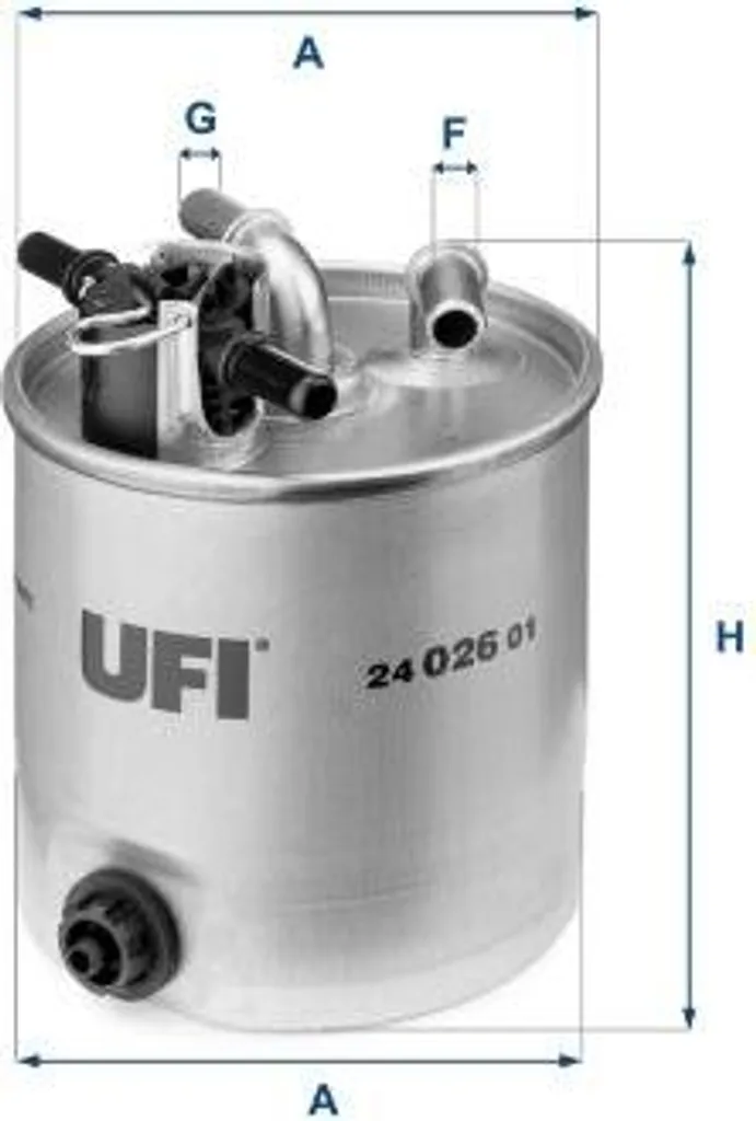 Filtre à carburant haute efficacité UFI 24.026.01 pour moteur Diesel