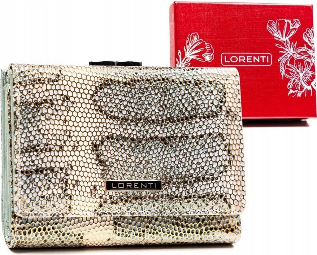 Lorenti | Kleines Lederportemonnaie, für Damen, mit Schnappverschluss und Ohrwurm, Hellblau, 12.5x9.5 cm