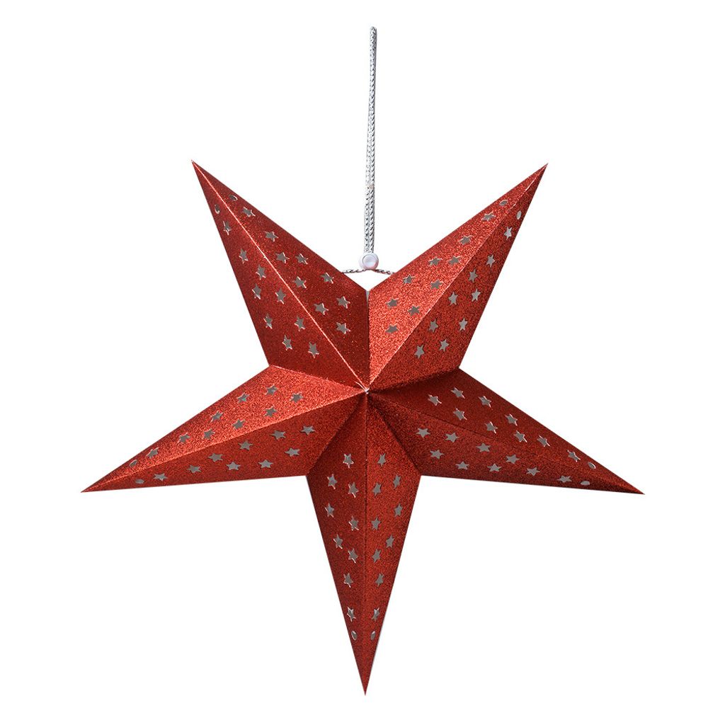 Clayre & Eef Hängender Stern 45x15x45 cm Rot Papier