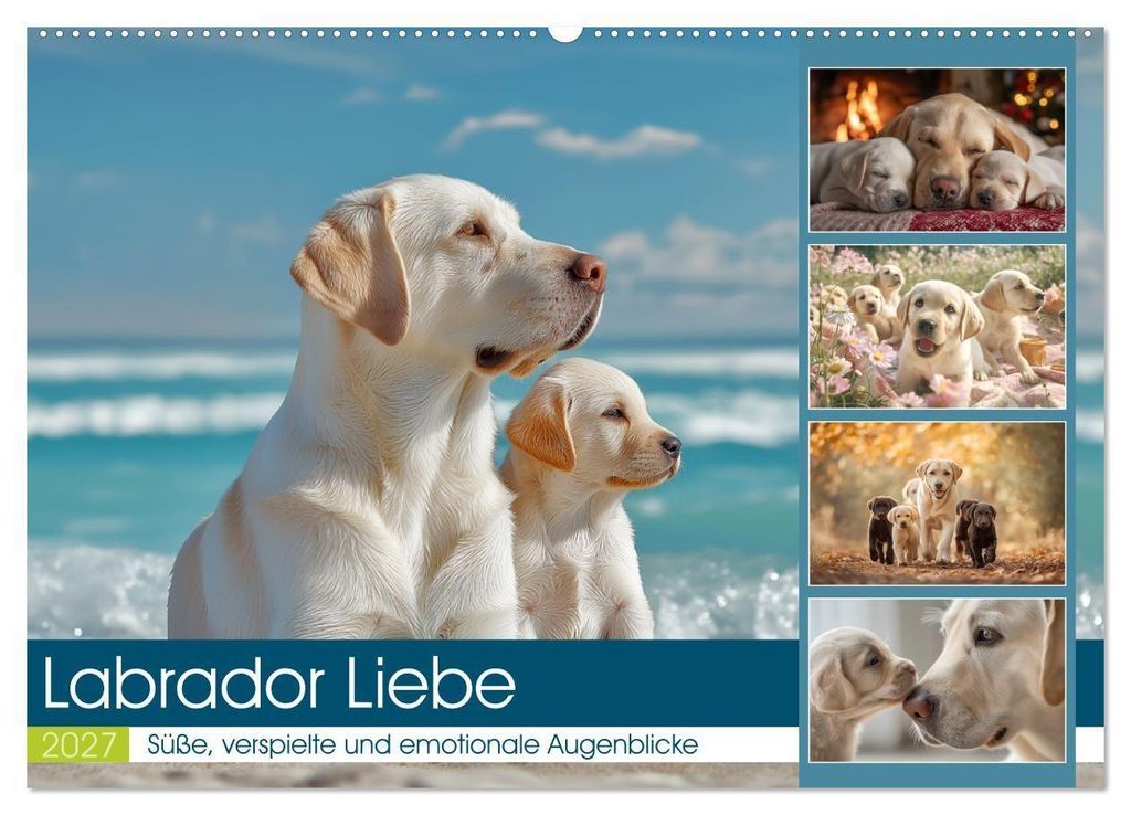 Labrador Liebe (Wandkalender 2027 DIN A2 quer), CALVENDO Monatskalender