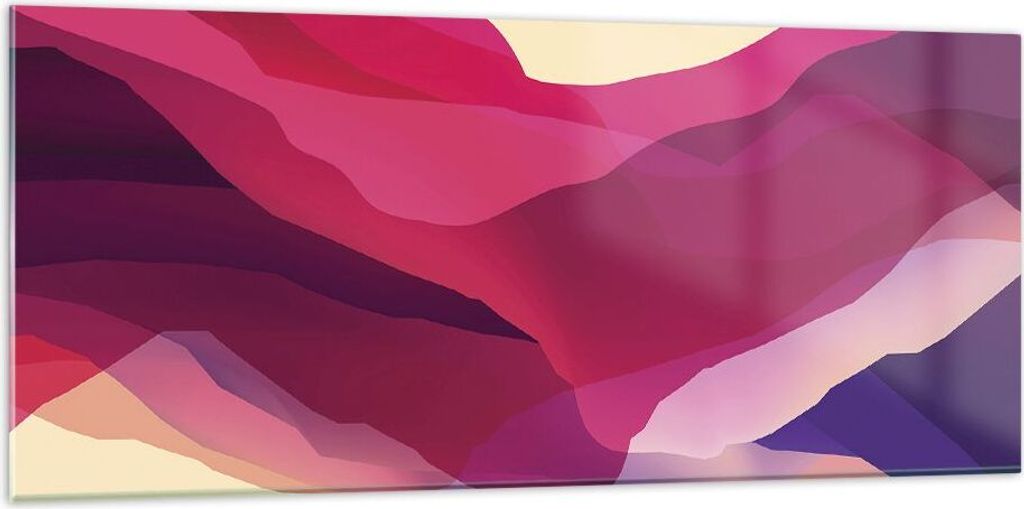 Bilder auf glas - Einteilig - Abstraktion Berge Rosa - 120x50cm - Glasbilder - Wandbilder - Bilder - zum Aufhängen bereit - Wanddekoration aus Gla...