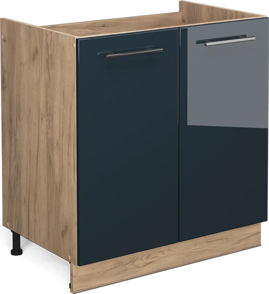 Vicco Fame-Line Mobile Lavello 80cm Blu Lucido e Quercia Dorata