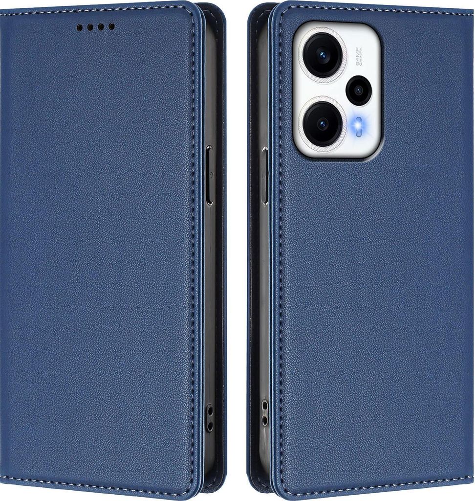 Handyhülle für Xiaomi Poco F5/Redmi Note 12 Turbo 5G, Kunstleder Klapphülle Stoßfeste Magnetische Hülle mit Ständer Dunkelblau