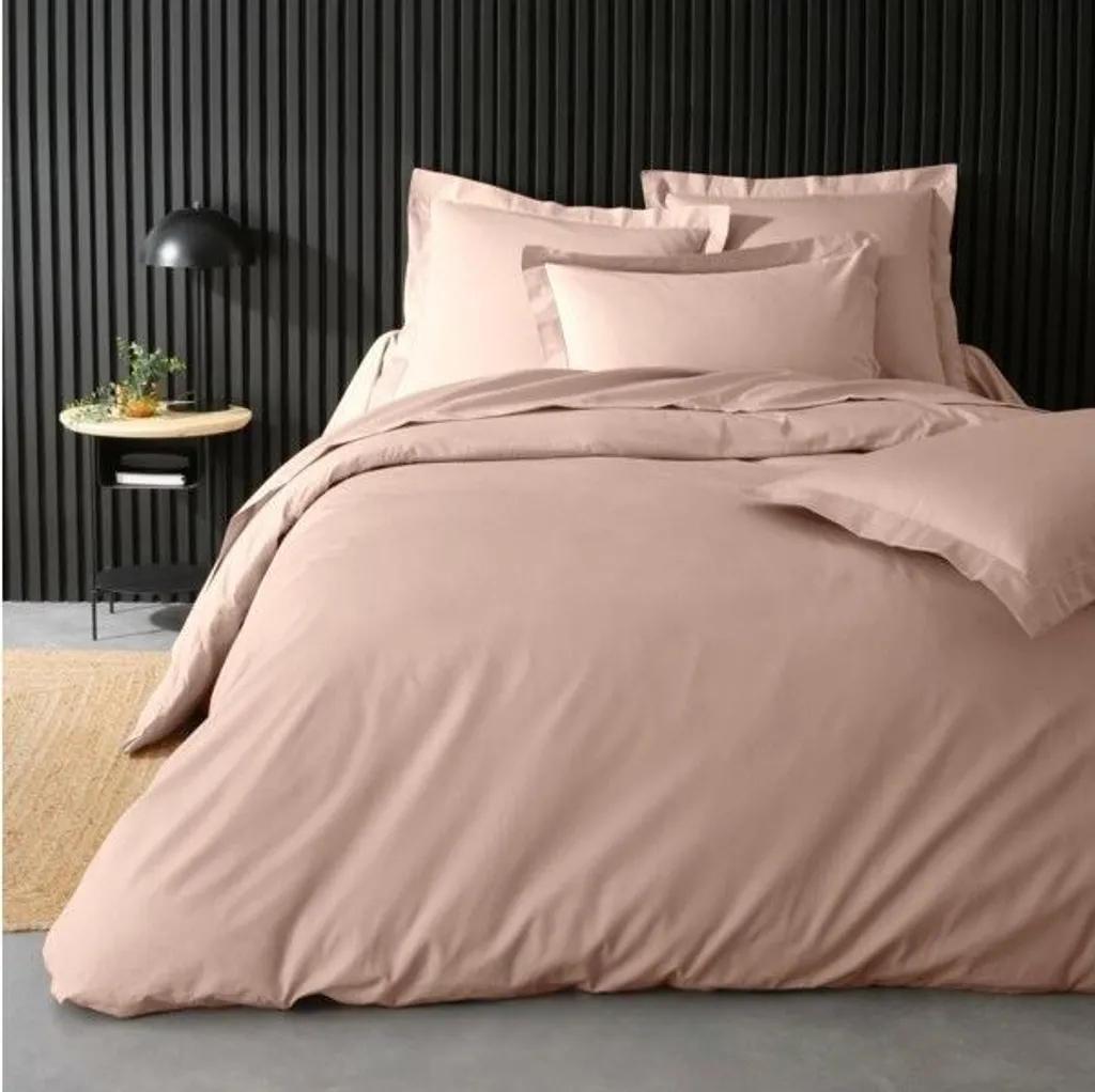 Housse de Couette LIA en Percale de Coton 78 fils Nude Rose 240x220cm