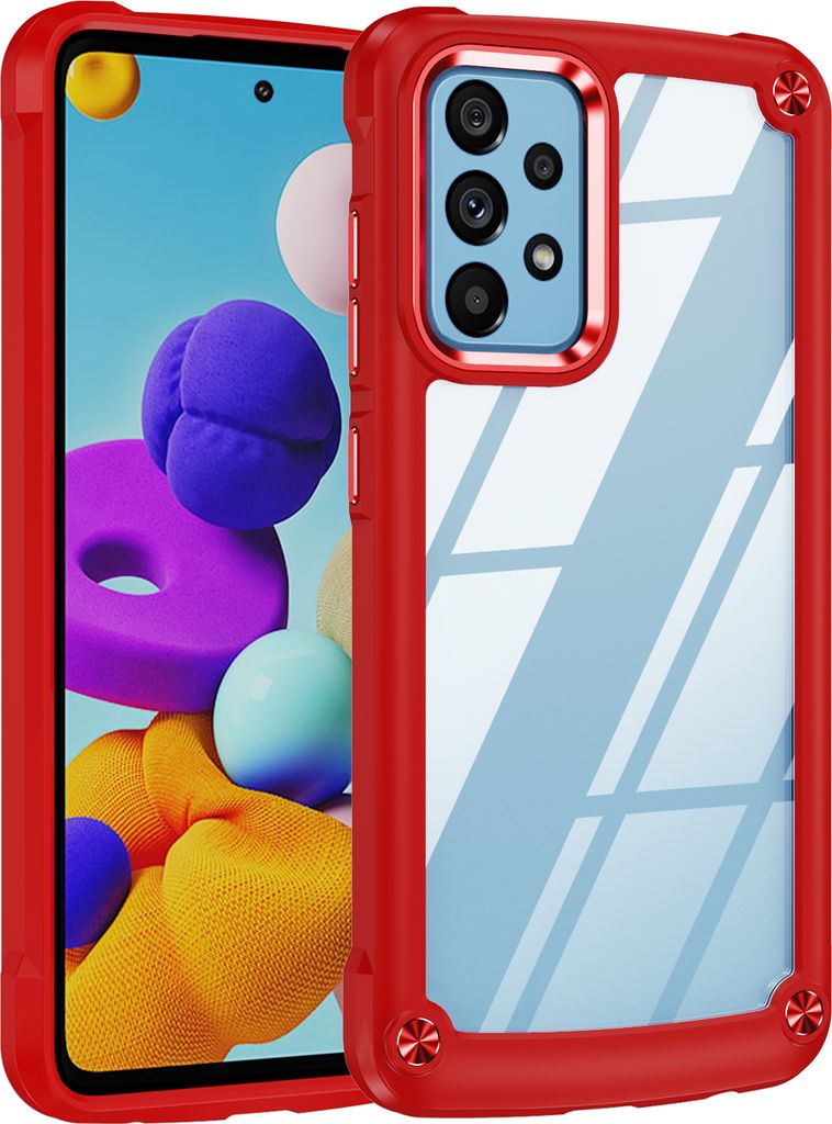 Samsung A52 Hülle, Hybrid Transparente PC Robust TPU Bumper Stoßfest Schutzhülle für Samsung Galaxy A52 5G/A52 4G/A52S 5G Rot